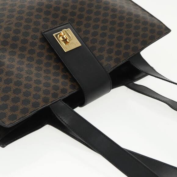 CELINE Macadam Canvas Shoulder Bag Pvc Leather Black Gold - Picture 6 of 12